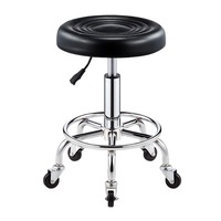 Chaise de barbier EKL, tabouret ergonomique en métal réglable en hauteur avec dossier, rotation à 360 degrés, design portable