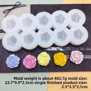 Moule en silicone souple en forme de <span class=keywords><strong>rose</strong></span> à 10 pétales pour chocolat, fondant, bougies, résine et savon - Product Image 4