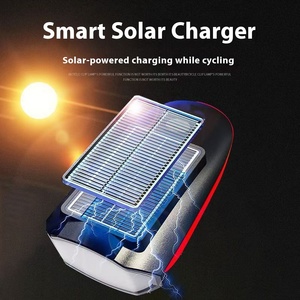 Bicycle Solar Charging <strong>LED</strong> Horn Headlight ABS Waterproof XPG High Lumen Long Range Outdoor <strong>Cycling</strong> Three in One Front Light - Product Image 3