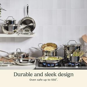 Ensemble de casseroles en acier inoxydable 5 plis 16/20/<span class=keywords><strong>24</strong></span>/28 <span class=keywords><strong>cm</strong></span> Moderne Prêt pour l'induction complète Couvercle en verre Pots et poêles polis Écologique - Product Image 5