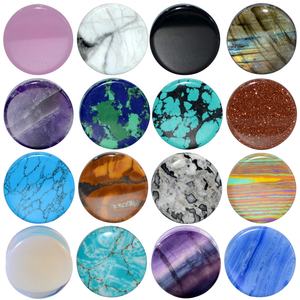 Venta al por mayor 6-25mm Piedra Natural cuerpo <span class=keywords><strong>Piercing</strong></span> joyería doble acampanado oreja tapón ópalo cuarzo amatista oreja túnel boda compromiso - Product Image 3