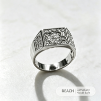 Bague Hip Hop large et massive pour homme, micro-pavée de zircon carré, en laiton plaqué platine, bague statement