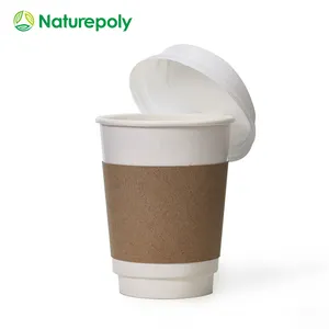 Wholesale 4 7 8 10 12 16 20oz Eco Friendly 100% Compostable PLA Coating Disposable Paper Cups For Hot Coffee And Tea