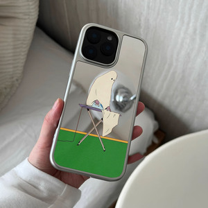 Funda para Teléfono Plateada de Alta Calidad, Apta para iPhone 17 16 15 14 13 Pro Max, Funda con Espejo Etéreo y Tranquilo - Product Image 4