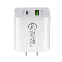 Chargeur mural USB QC 3.0 PD 20W Type C double port à charge rapide, petit adaptateur de voyage pour iPhone X XS 11 12 13 14 15 16 17 Pro Max