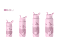 Botella termo de acero inoxidable de doble pared de 500ml, vaso de viaje para niños con tapa de transporte para bebidas calientes y té