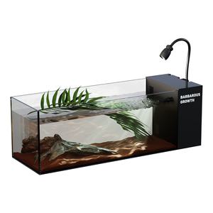 Hoogwaardig 220V modern design ultra wit transparant glazen rechthoekig bureau aquarium viskom milieuvriendelijk zijfilter 10W - Product Image 6