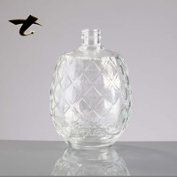 Bouteille à liqueur en verre borosilicate rond gaufré de 750 ml, vide, transparente, sphérique, pour whisky, brandy, vin, avec bouchon