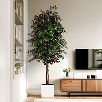 Arbre de figuier artificiel en plastique de haute qualité pour la décoration intérieure, plante artificielle durable, imitation bonsaï de ficus