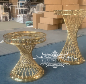 Événements de mariage en acier inoxydable rond <span class=keywords><strong>verre</strong></span> or métal fleur stand gâteau table - Product Image 6