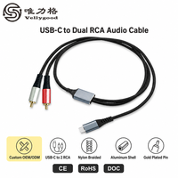 Câble audio double RCA vers USB-C (USB-C vers RCA) pour connecter les téléphones portables/ordinateurs aux cartes son et aux enceintes