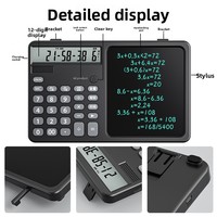 Tablette d'écriture multifonctionnelle 2-en-1 en plastique avec calculatrice vocale et grand écran pour affaires