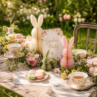 Set de Guirnaldas de Huevos de Conejo con Estampado Floral y Diseño de Panal para Decoración de Centro de Mesa en Primavera, Pascua, Brunch y Fiestas en el Jardín