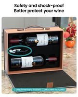 Caja de Transporte de Vino de Lujo de Cuero PU para 2 Botellas, Estuche Portátil para Almacenamiento de Botellas de Vino con Asa, Se Acepta Logotipo Personalizado