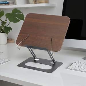 Soporte de lectura minimalista con textura de madera, estante para libros de altura ajustable de 30x24 para niños y adultos, diseño en forma de S, acero al carbono, Mdf - Product Image 3