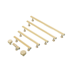 Hochwertiger Goldener Gerändelte Möbelknopf mit Bodenplatte aus Massivem Messing Küchenschrankgriff - Product Image 2