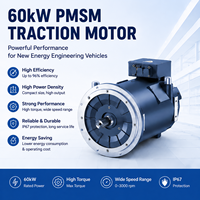 Moteur de traction synchrone PMSM à performance stable, 60 kW, 1600 tr/min, étanche IP67, à montage par bride, pour véhicule d'ingénierie à énergie nouvelle