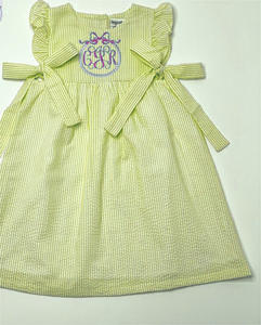 เดรสแฟชั่นใหม่สำหรับเด็กผู้หญิงวัยหัดเดิน,ชุดกระโปรงบานข้างตัวไอน้ำ Seersucker ชุดกระโปรงลายตารางสำหรับใส่ในฤดูร้อน - Product Image 3