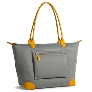Individuelle große und leichte Ledertasche für Damen Nylon Arbeitsschultertasche faltbare Reisetasche