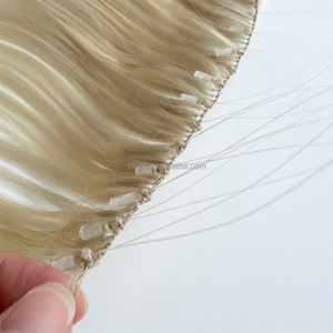 最新2024年フェザーヘアエクステ100%手植えウェフト人毛エクステIF3フェザーウェフトヘアエクステH6 - Product Image 3