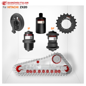 Kit de piezas de tren de rodaje: rodillos superior e inferior, piñón y rodillo tensor para excavadora mini Hitachi ZX20, repuesto de alta resistencia - Product Image 1
