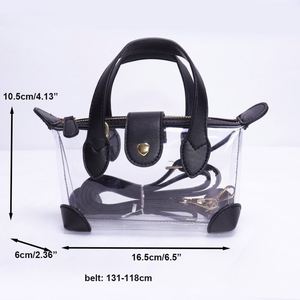 Sac bandoulière vintage en PVC transparent personnalisé pour femme, mini sac de voyage à fermeture éclair, sac de plage réutilisable, imperméable, rouge - Product Image 6