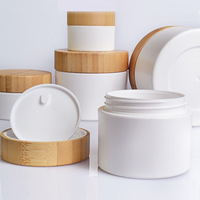 Pot cosmétique vide écologique en plastique avec couvercle à vis en bambou, réutilisable pour crème et pommade, personnalisable avec logo