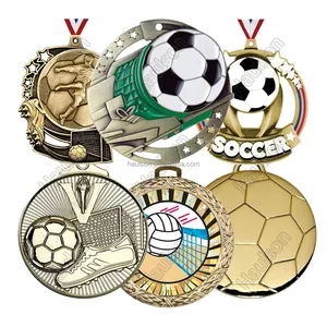 Großhandel individuelle Neuheit Wettbewerb Veranstaltung Preis Medaille antike Bronze plattiert Sport Fußball Fußballspiel-MEDAILEN mit Schleife
