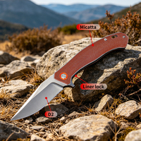 Couteau pliant en acier D2 avec manche en Micarta, couteau de poche EDC pour le camping, la survie, l'usage quotidien, lame stable, design tactique OEM