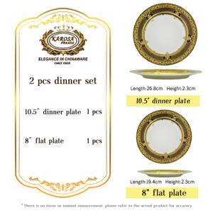 จานแบน10.<span class=keywords><strong>5</strong></span> "กับ7.<span class=keywords><strong>5</strong></span>" หรือ8 "พอร์ซเลนเซรามิกสีทองจานอาหารค่ำสีฟ้าชุดจานสำหรับร้านอาหาร - Product Image 2