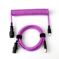 Cable para Teclado Mecánico GX16 con Conector Aviador, Cable USB Enrollado de Paracord, Cable USB-C Enrollado para Teclado