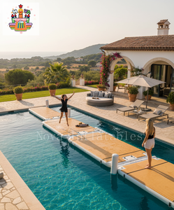 Plateforme flottante de <span class=keywords><strong>piscine</strong></span> haut de gamme, grande structure de loisirs pour <span class=keywords><strong>piscine</strong></span> extérieure avec plateau en bois pour le plaisir aquatique dans la cour - Product Image 4