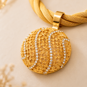 Juego <span class=keywords><strong>de</strong></span> Joyería Personalizada Chapada en Oro Amarillo <span class=keywords><strong>de</strong></span> Dubái <span class=keywords><strong>de</strong></span> 18K, Collar con Colgante <span class=keywords><strong>de</strong></span> Cuerda Trenzada Hueca con Circonita para Mujer, Accesorio <span class=keywords><strong>de</strong></span> <span class=keywords><strong>Moda</strong></span> - Product Image 5