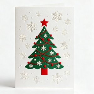 Sobres Plegables de Diseño Minimalista Personalizados de 4x6 Pulgadas, Materiales de Cartón de Madera de Lujo, Impresión Digital, Tarjeta de Feliz Navidad - Product Image 1