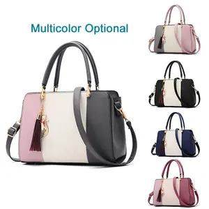 Custom Korean Fashion PU Leather Messenger Luxury Tote Bag Blue Handbags For Women