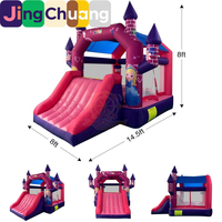 Château gonflable JingChuang pour enfants avec toboggan intégré, trampoline, pour intérieur et extérieur, en PVC épaissi, personnalisable, jeu ludique