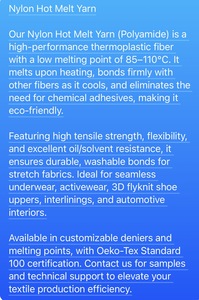 Filo 13D 100% Nylon FDY a bassa fusione, alta tenacità, per tessitura e maglieria, motivo grezzo per fili legati e fettucce in spandex - Product Image 6