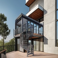 Escalier flottant en verre trempé de forme droite, design moderne et contemporain pour l'extérieur, avec garantie de plus de 5 ans