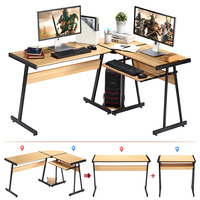 Vekin bureau classique en bois et fer, bureau d'angle en forme de L, bureau d'ordinateur créatif