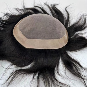 Pelucas de pelo Natural para hombres, pelo <span class=keywords><strong>coreano</strong></span> con gancho de mano, Mono fino de encaje con Npu alrededor del sistema de <span class=keywords><strong>cabello</strong></span> para hombres, 2023 - Product Image 1