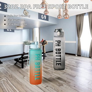 Bouteille de sport unisexe en plastique PC dépoli, 1L (32oz), sans BPA, anti-fuite, avec marqueur de temps, logo personnalisé, paille intégrée, écologique – Meilleure vente - Product Image 2