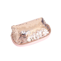 Trousse de Maquillage Portable Grande Capacité à Fermeture Éclair, Paillettes Scintillantes, Trousse Cosmétique Tendance pour Fêtes et Voyages