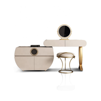 Ensemble coiffeuse de luxe moderne italien extensible avec miroir LED et plateau en pierre frittée pour chambre à coucher