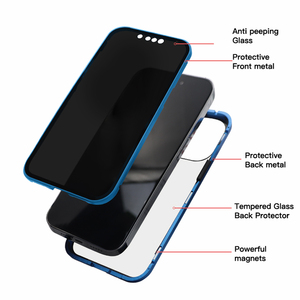 Anti Peeping Magnétique Double Confidentialité Métal Bumper Glass Case pour Iphone 13 14 15 <span class=keywords><strong>Pro</strong></span> <span class=keywords><strong>Max</strong></span> pour Samsung <span class=keywords><strong>Galaxy</strong></span> S10 S20 S21 <span class=keywords><strong>S22</strong></span> - Product Image 4