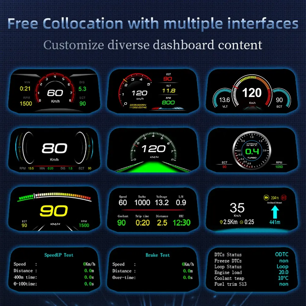 2023 Popular Car Auto Medidor C3 HUD OBD2 Velocidade RPM display GPS multi-função Head Up Display de navegação para carros