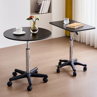 Mesa de centro móvil giratoria, mesa auxiliar para sofá con altura ajustable y ruedas con bloqueo, mesa auxiliar compacta para sala de estar y dormitorio