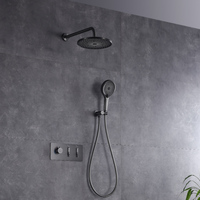 Ensemble de douche encastré en laiton poli avec douches cachées à effet pluie et jets doux pour usage hôtelier – Système de robinetterie de salle de bain
