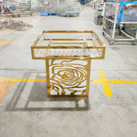 Table à manger de luxe avec cadre doré, fabrication directe d'usine, acier inoxydable, mobilier pour mariage, banquet, hôtel