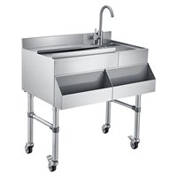 Bac à glace commercial avec évier et robinet en acier inoxydable, glacière de 60 litres, chariot refroidisseur, unité à cocktails pour bar, restaurant, pub