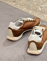 Chaussures de sport décontractées rétro couleur noisette, légères, respirantes, souples, toutes saisons, doublure en cuir véritable, à lacets